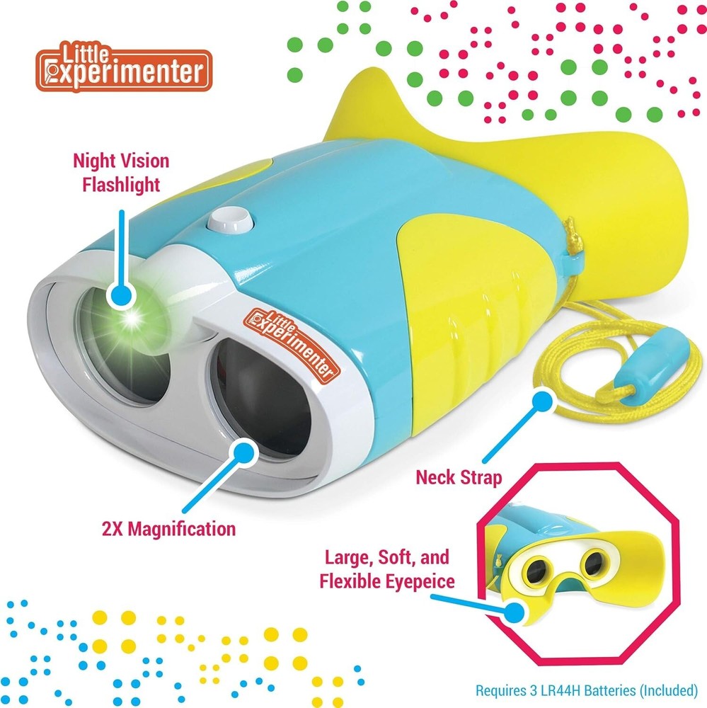 Kids Night Vision Binoculars with Flashlight | STEM Learning Toy for Ages 3-6