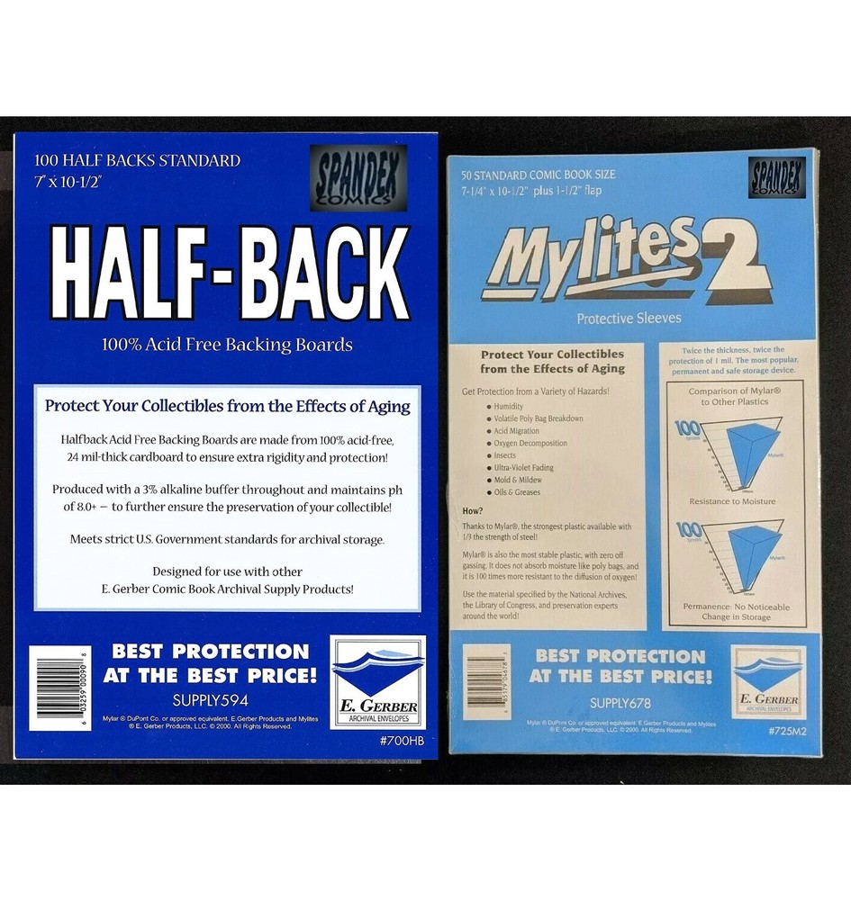E. Gerber 50 Mylites2 & 100 Half Backs  Standard Size E725M2 700HB  Double Board
