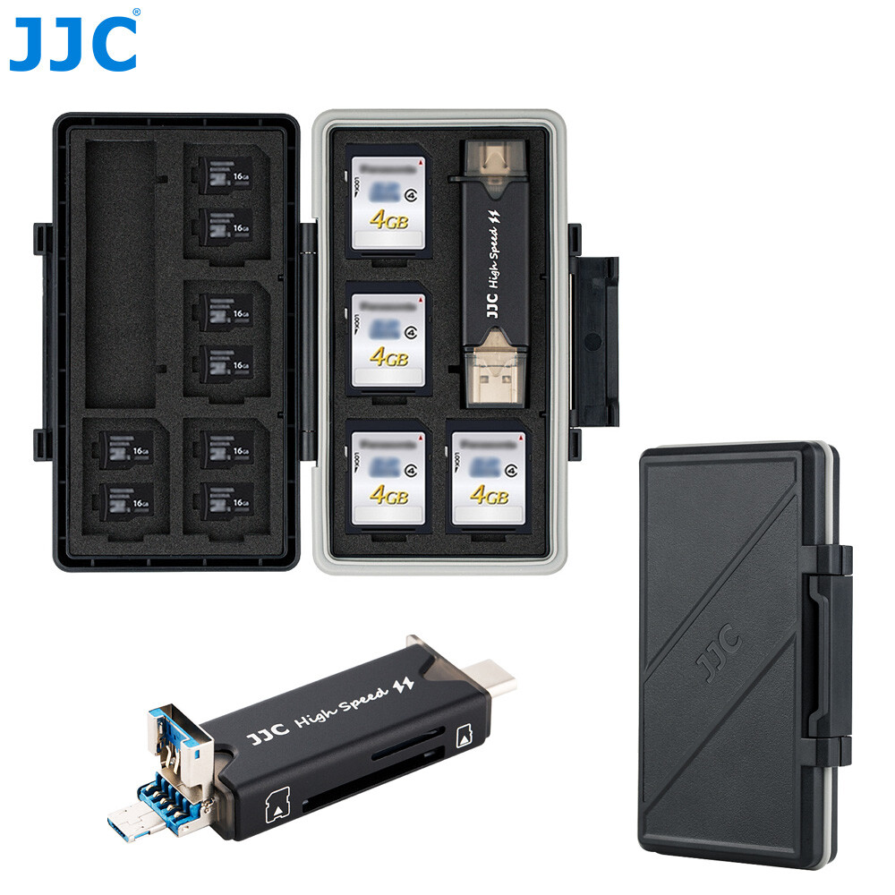 Memory Card Case Storage Holder + Card Reader fits 16 Micro SD SDXC SDHC Cards