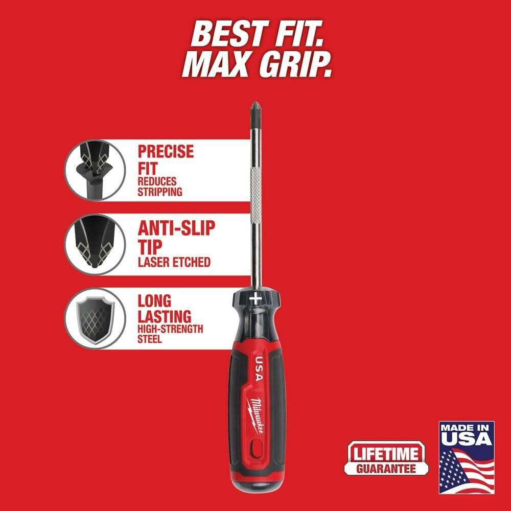 Milwaukee Cushion Grip Screwdriver 4Pc Kit (Usa)