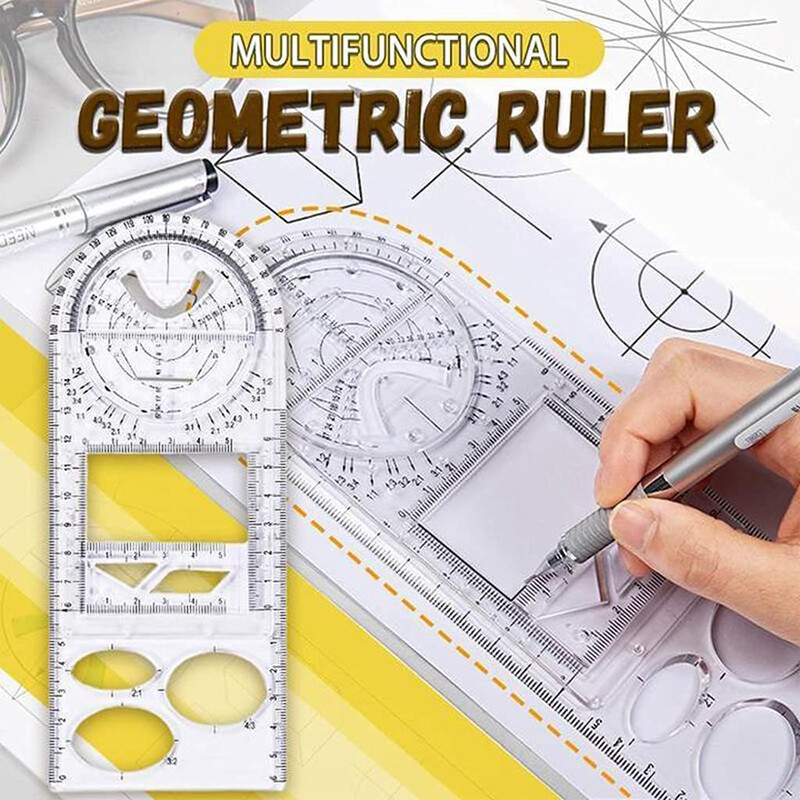 Multifunctional Geometric Drawing Ruler Mathematics Measuring Drafting Teaching