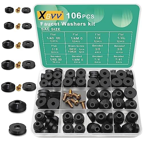 106 PCS Faucet Washer Assortment Kit with Assorted Flat Washers 106 PC