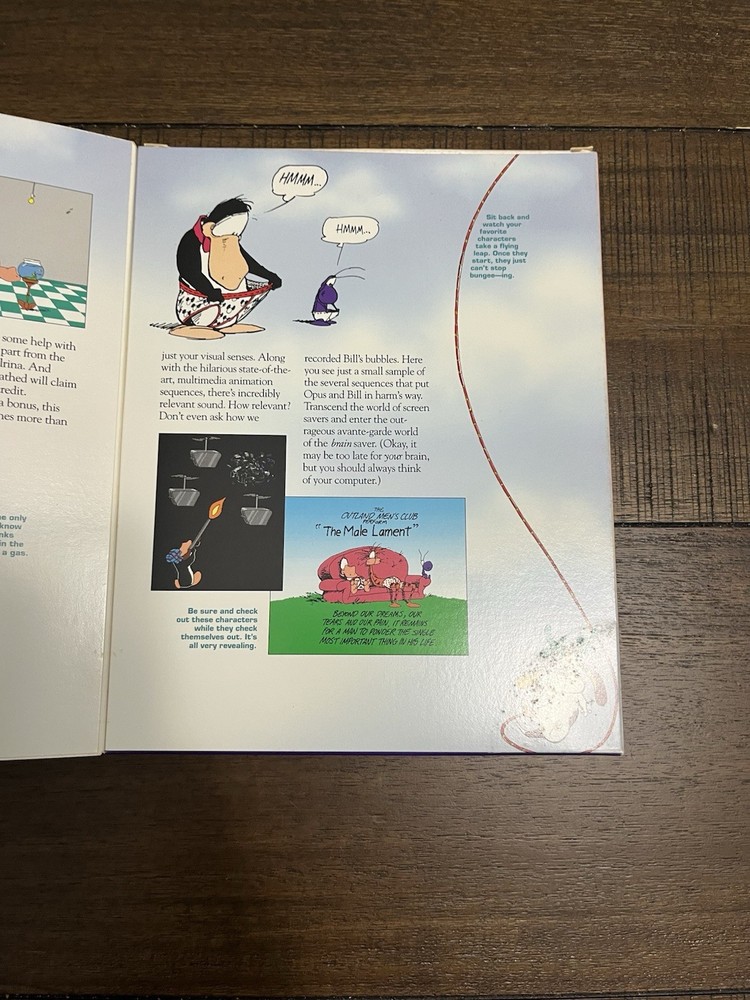 Opus 'n Bill Screen Saver (Brain) Saver 1993 PC Windows Floppy Disk Big Box