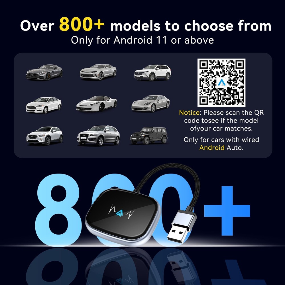 vnilrgle Wireless Android Auto Adapter, Auto-Reconnect & Low-Latency silvery