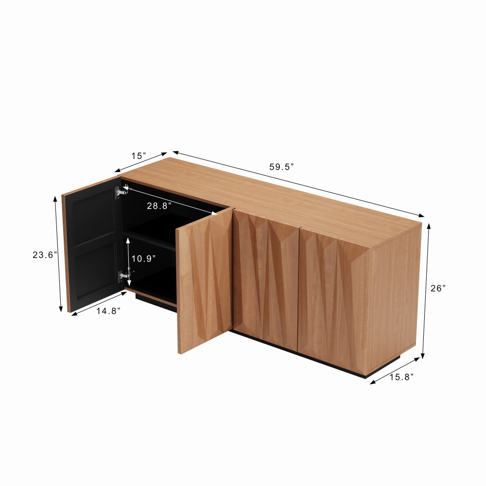 Sideboard Buffet Cabinet with Storage,TV Console with Curved Profile Design