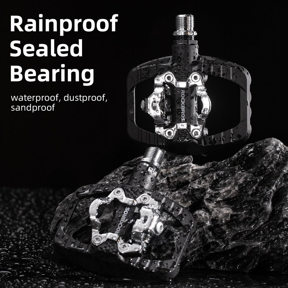 ROCKBROS Mountain Bike Pedals Dual Function Sealed Clipless Flat Platform Com...