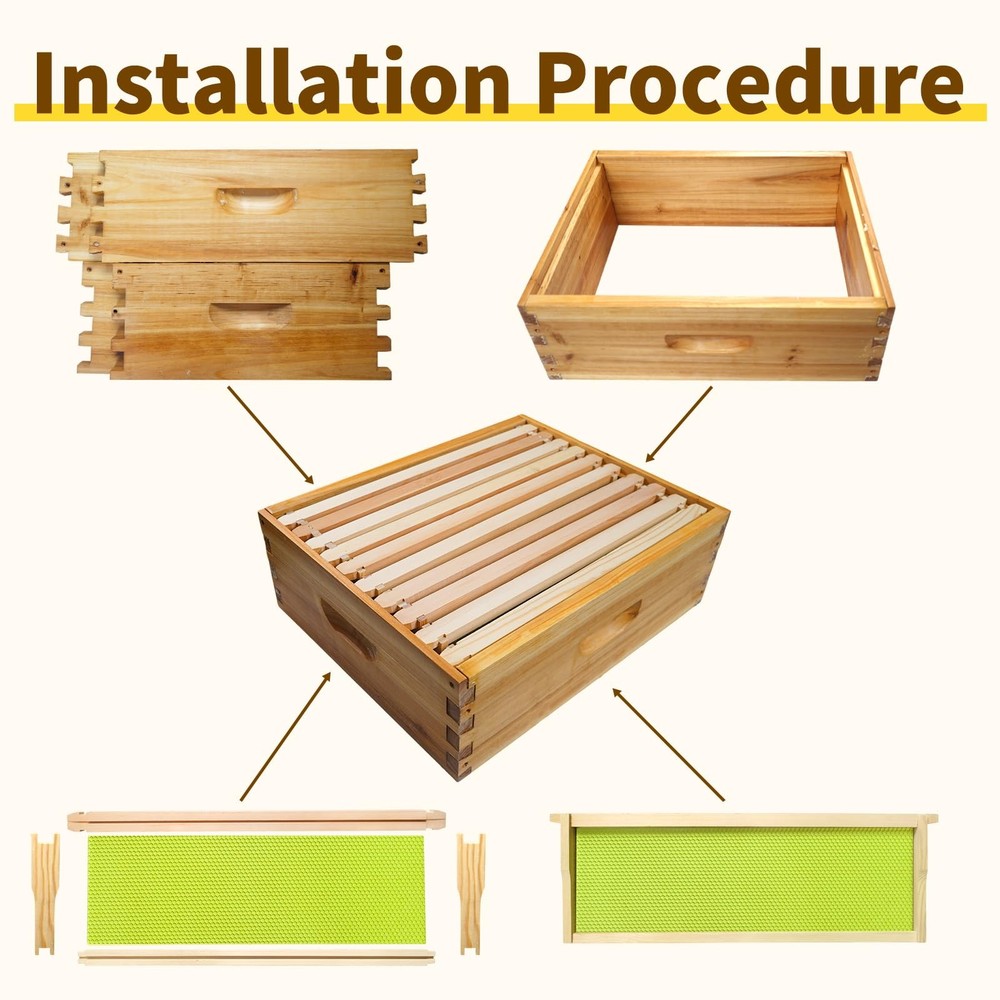 10 Frame Bee Hive Box Langstroth Medium Super Box Dipped in Beeswax, Bee Box ...