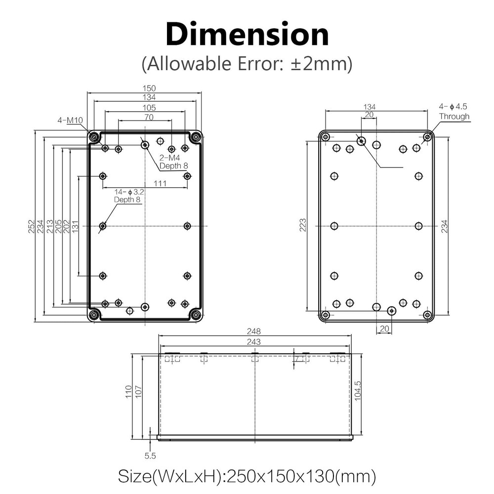 Compact Gray ABS Plastic Junction Box with Rating - Ideal for DIY Projects