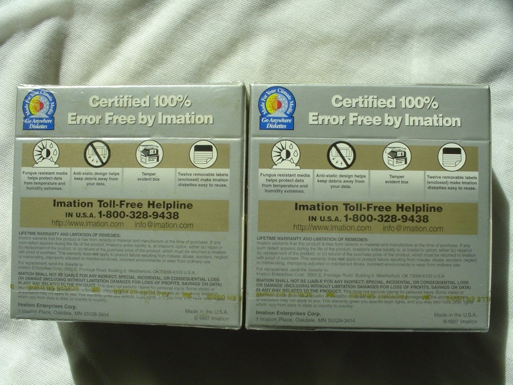 3M IMATION HIGH DENSITY 3.5" DISKETTES UNFORMATTED SEALED