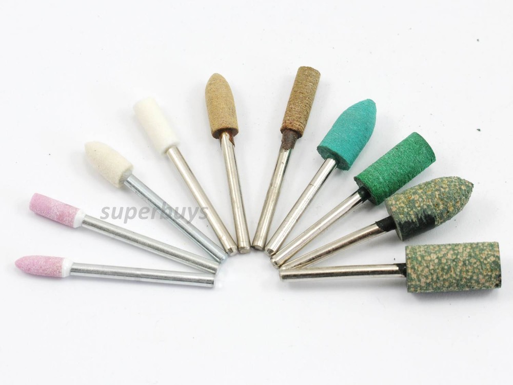 100pc 3mm Stone Rubber Wool Felt Leather Polisher Buffer Buff Burr Bur Drill Bit