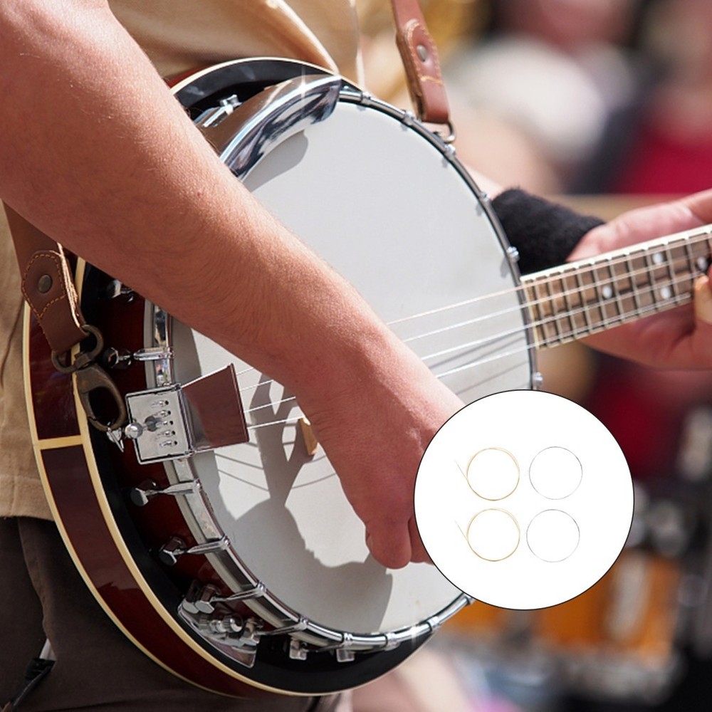 1 Set of Steel 4-string Banjo Strings Replacement Banjo String Accessories