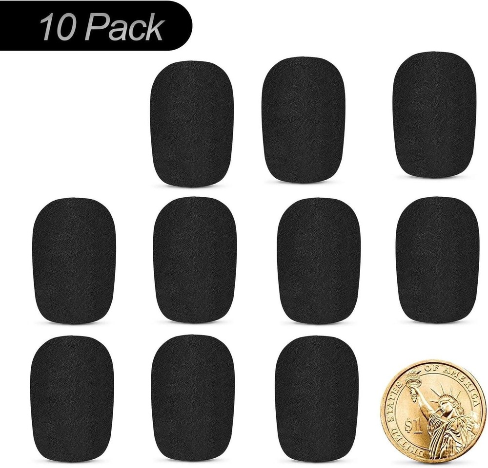 10 Pack Lapel Microphone Windscreen, Headset Windscreen, Mic Foam Covers, Black