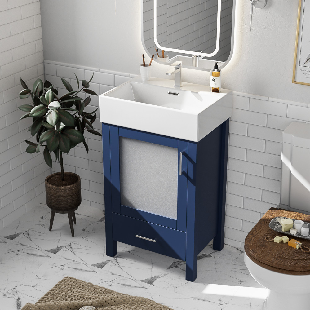 Bathroom Vanity with Sink Includes Storage Space Pre-drilled for Plumbing