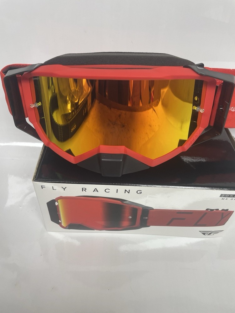 Fly Racing Zone Pro Goggles Red - Red Mirror/Smoke Lens