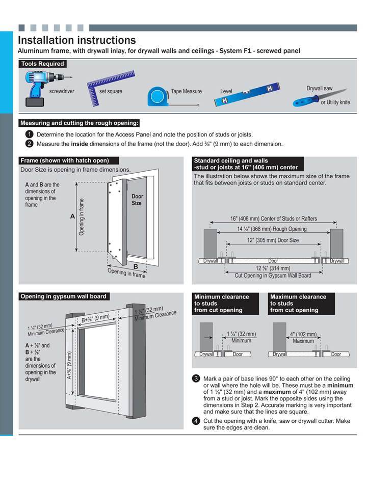 System F1 - Access Panel | Fixed Hinge | Touch Latches (⅝" Drywall, 8" X 8")