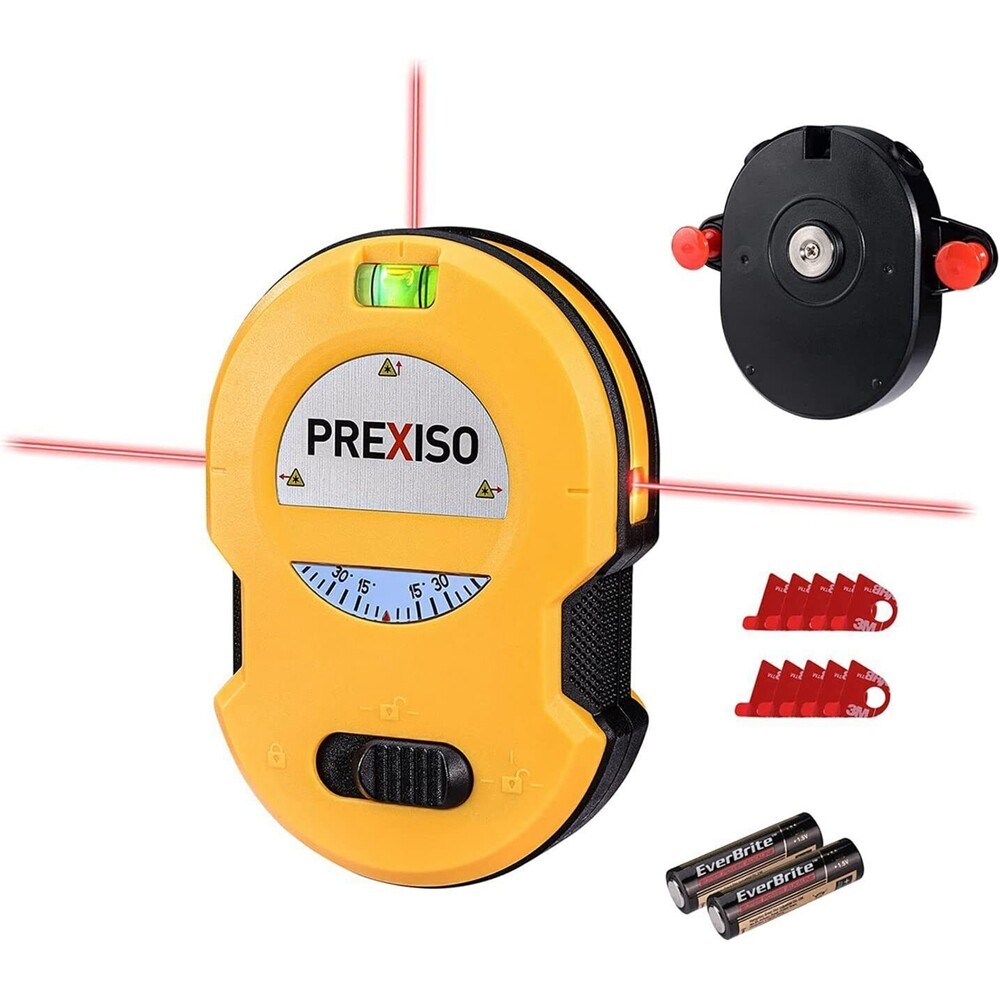 PREXISO Multi Surface Laser Level LED Light Vial One-switch Operation Angle Dial