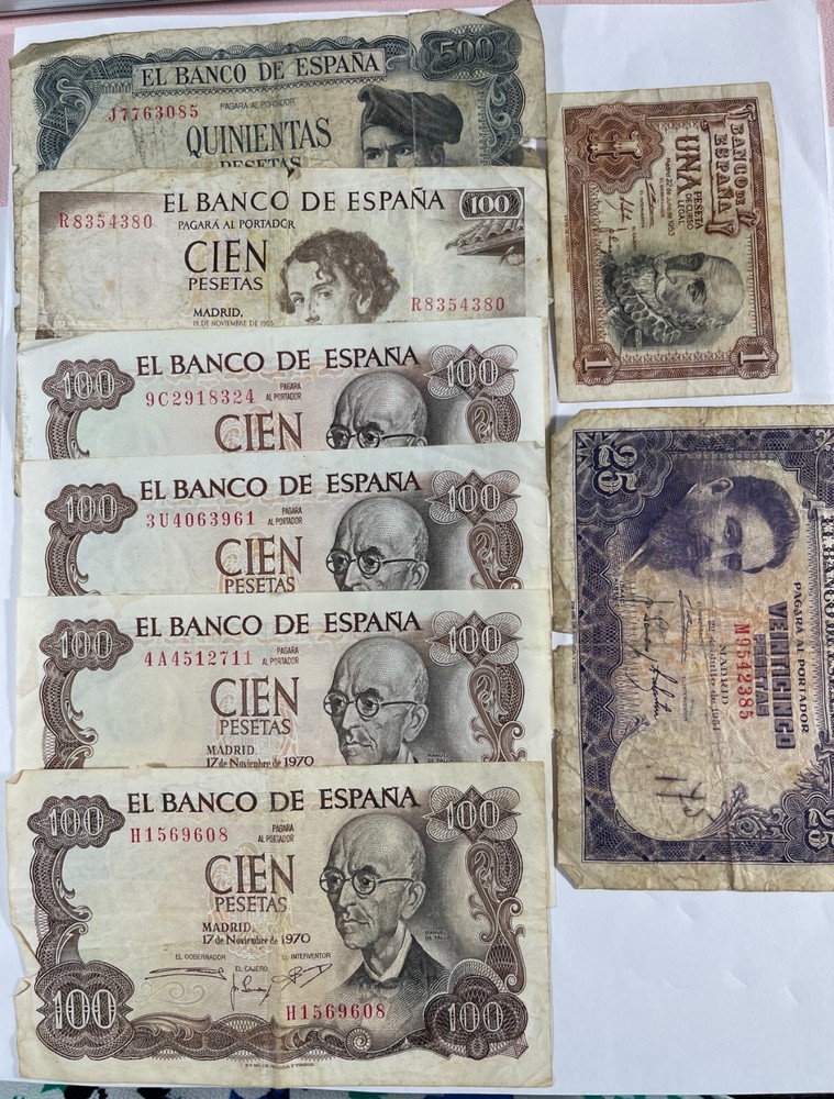Spain 8 Mixed Notes Lower Grades (#169)