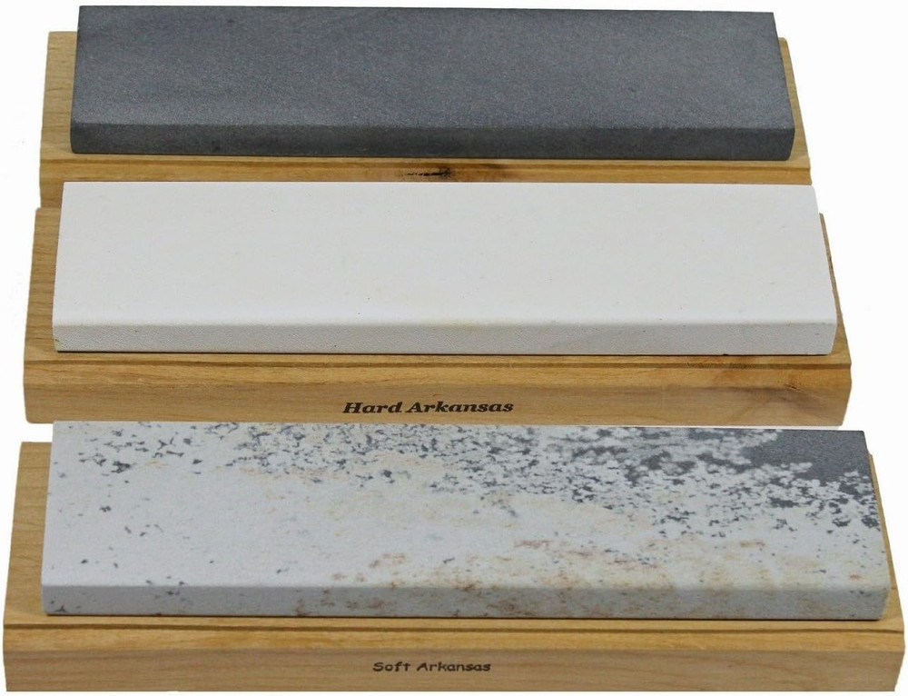 Arkansas Sharpening Stone Set - Wood Mounted 8"