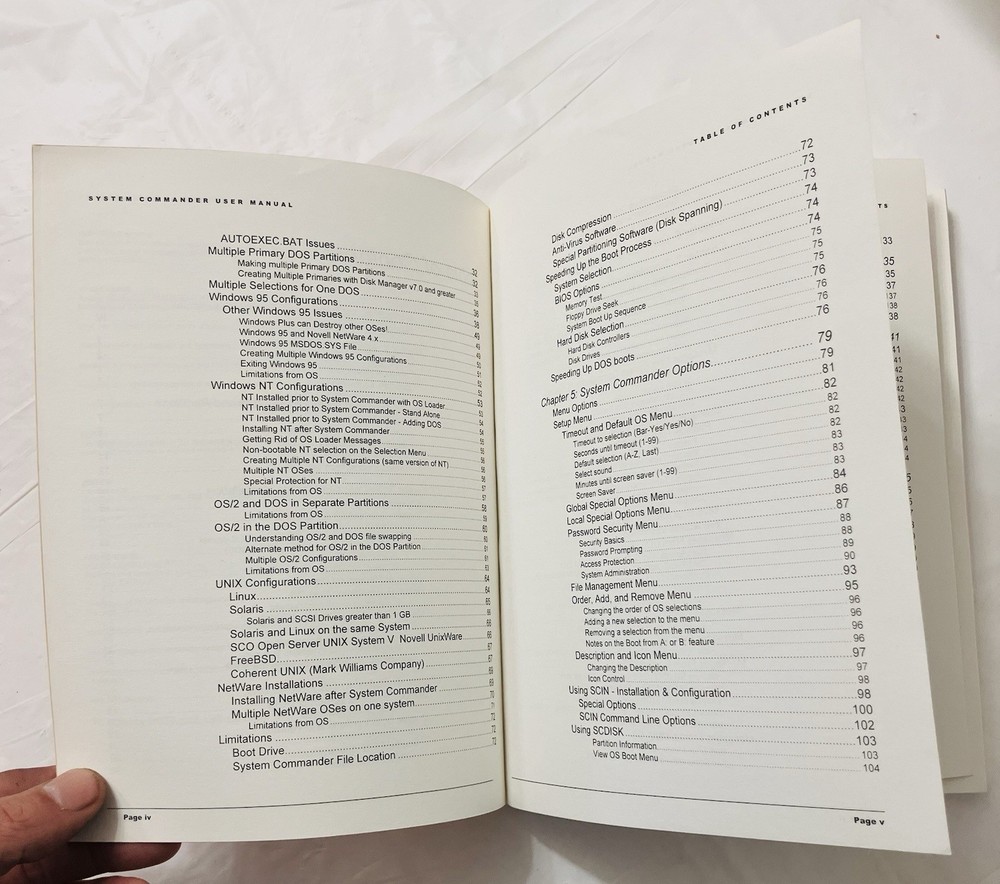 Original System Commander User Manual VCOM Partitioning Guide Windows Linux 1996