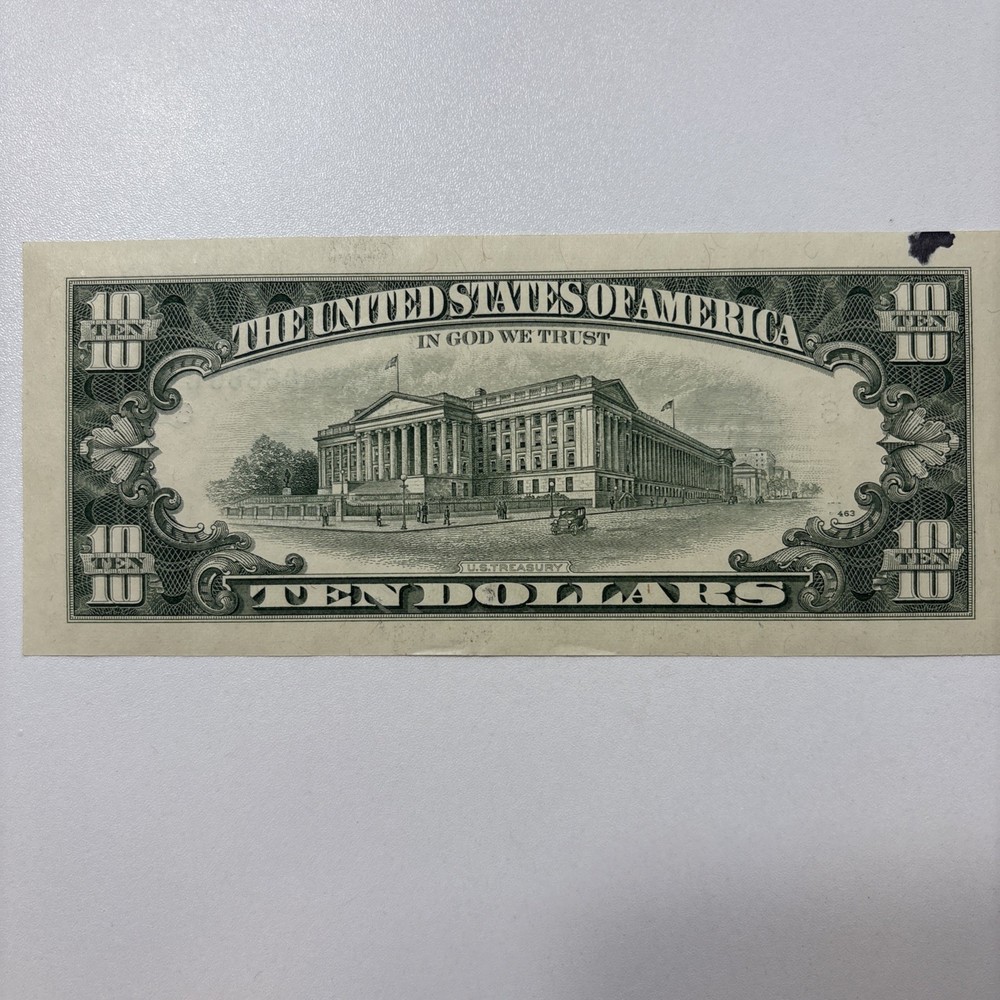 $10 Federal Reserve Note. Missing Print Error