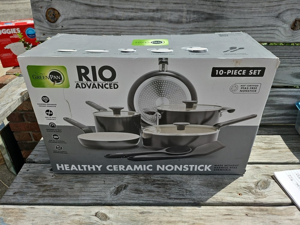 GreenPan Rio Advanced 10pc Ceramic Nonstick Cookware Set (Open Box - Read)