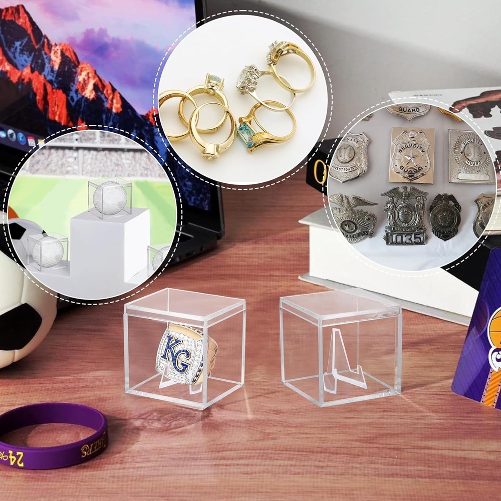 3 Pack Championship Ring Display Case Clear Acrylic Mini