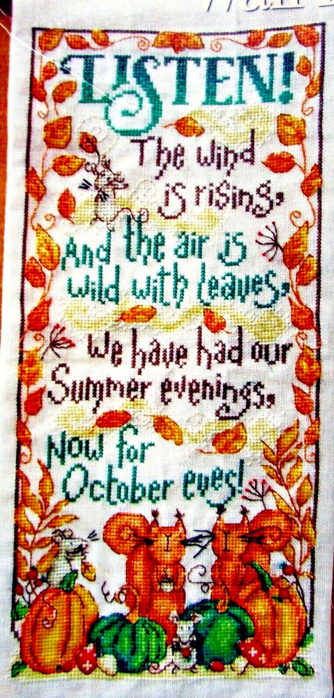 October Eves Poem Autumn Band Sampler CROSS STITCH PATTERNS