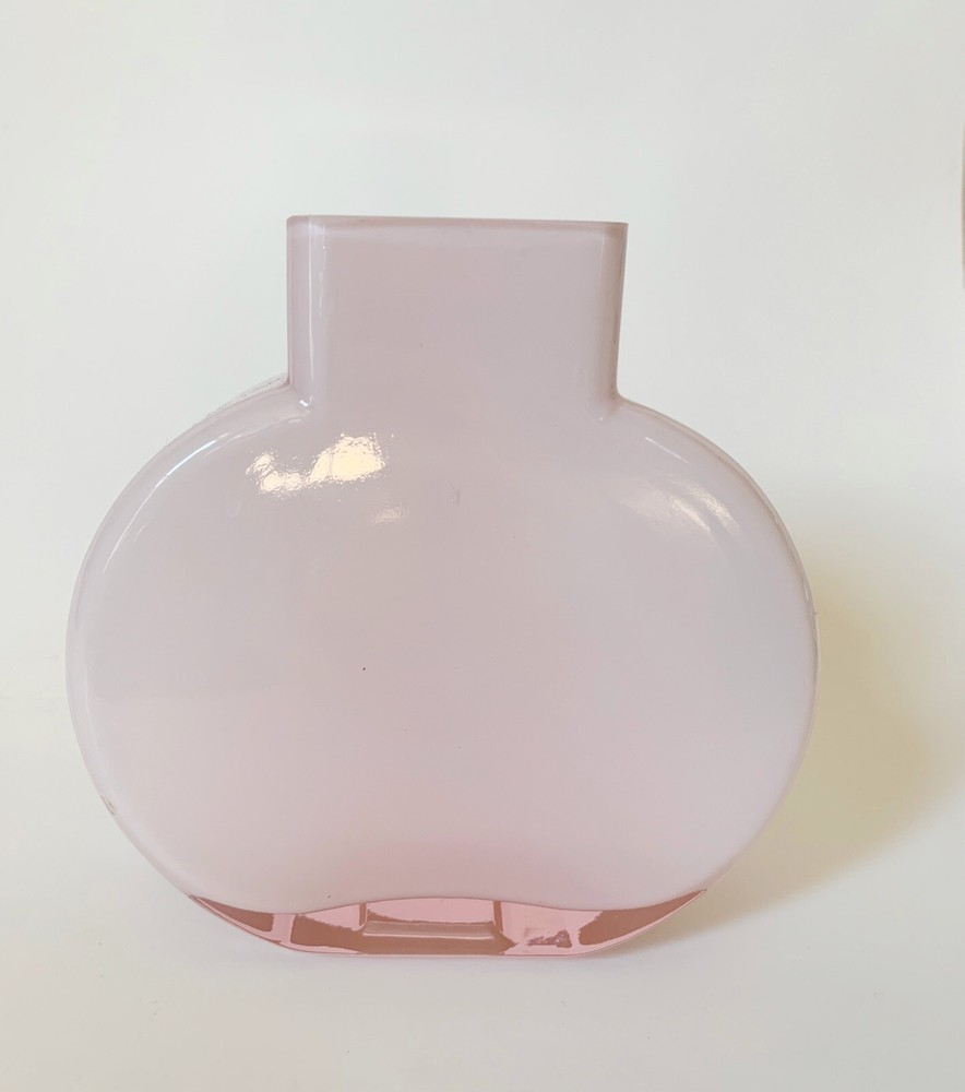 Light Pink Glass Vase - Opaque - Circular Base Rectangular Opening