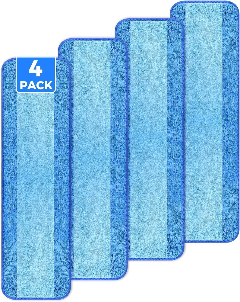 4-Pack Washable Microfiber Mop Pad Refills for Bona - 18-Inch Cleaning Solution