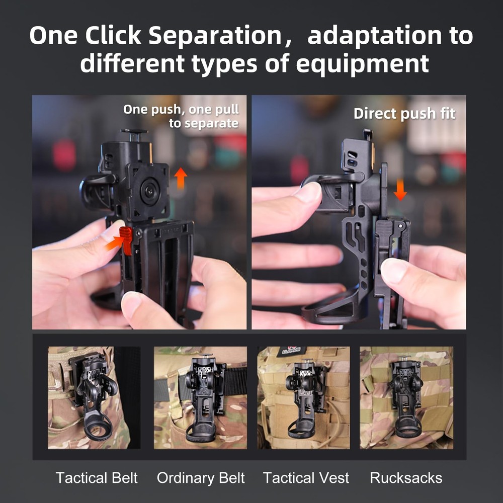 Klarus AH3 Upgraded Flashlight Holster: 360° Rotation, 1-Second Black