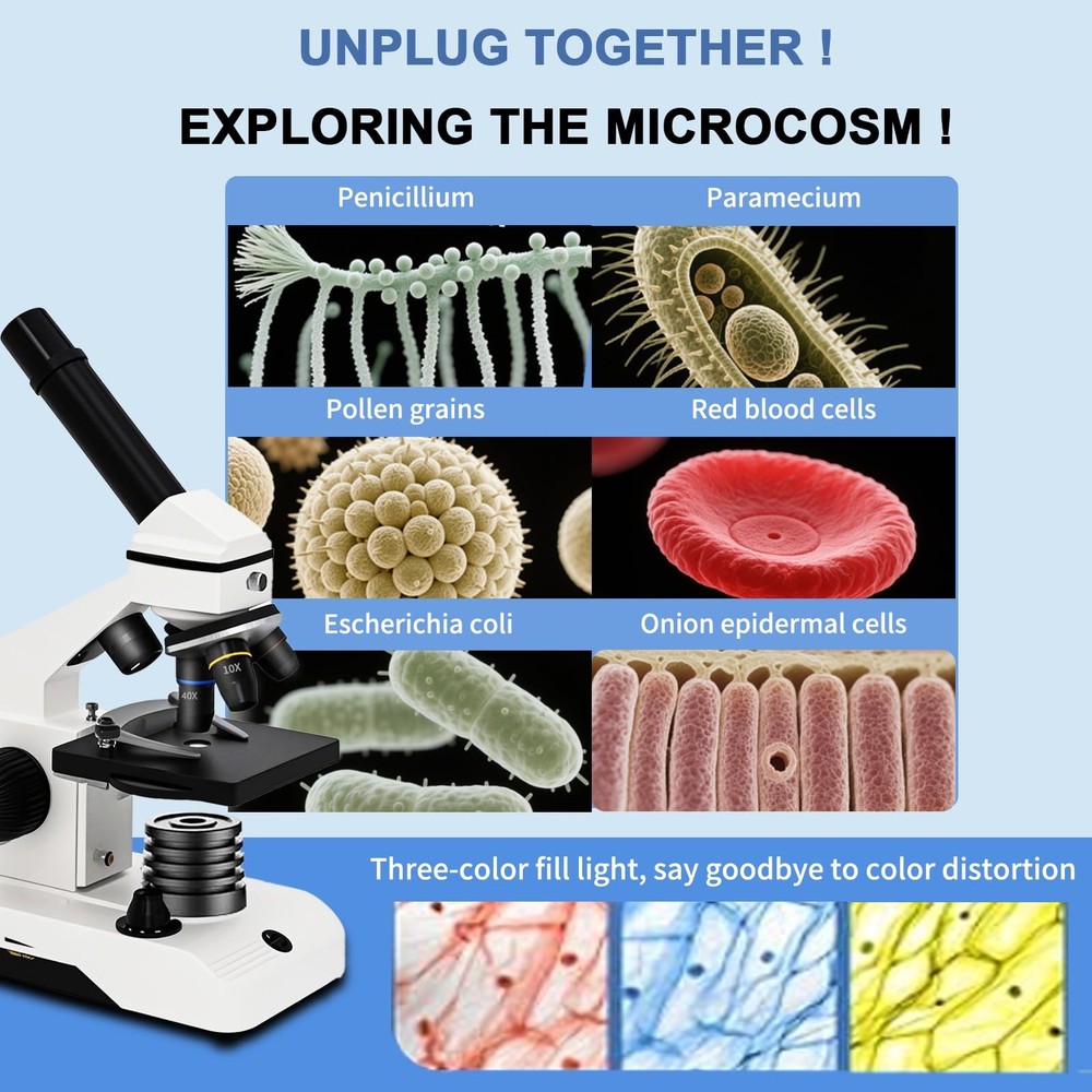 Wevision M2 Dual Power Supply Compound Monocular Microscope 40X-2000X White