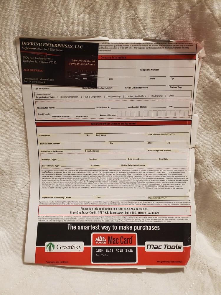 Original 2011 Mac Tools Catalog With Credit Application