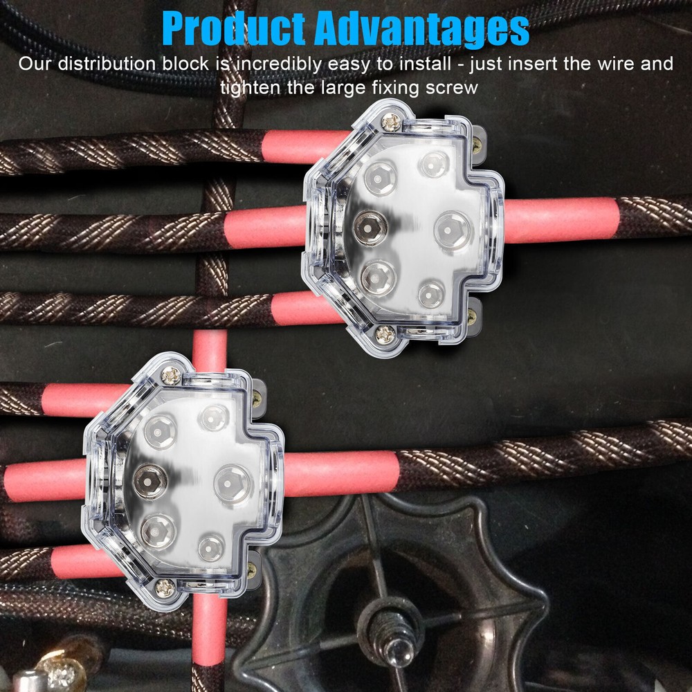 2pcs Comprehensive Wiring Solution Car Audio Power Distribution Block 1 In 5 Out