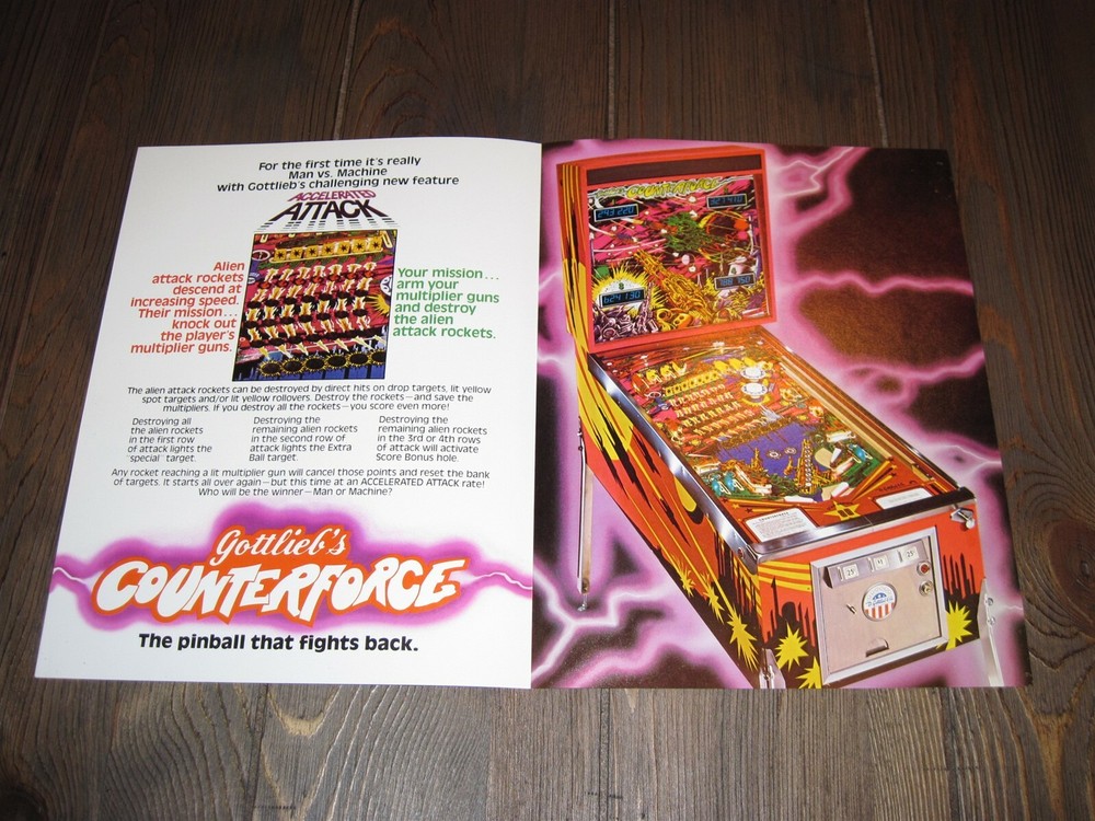 Counter Force Gottlieb Pinball Flyer / Brochure / Ad