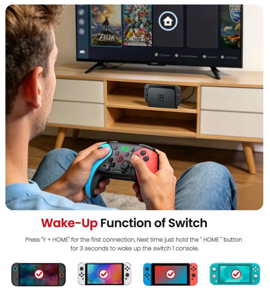 Wireless Pro Switch 2 Controller for Switch 2/Switch/Lite/OLED/Android/iOS/PC