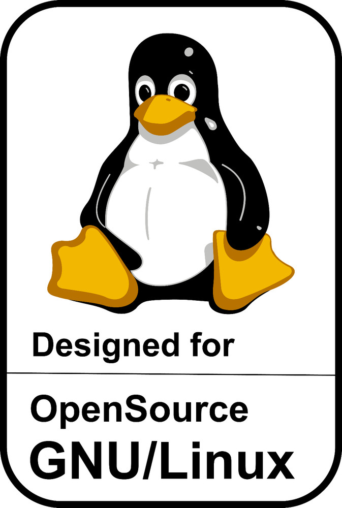 Designed for GNU/Linux Open Source Sticker | 1"x1.5" | Lot of 5 | Linux Penguin