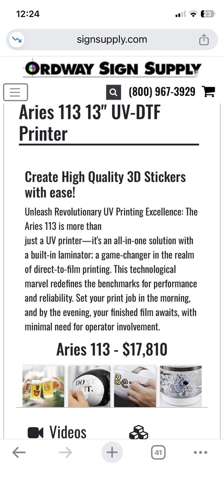 Aries 113 13 UV-DTF Printer