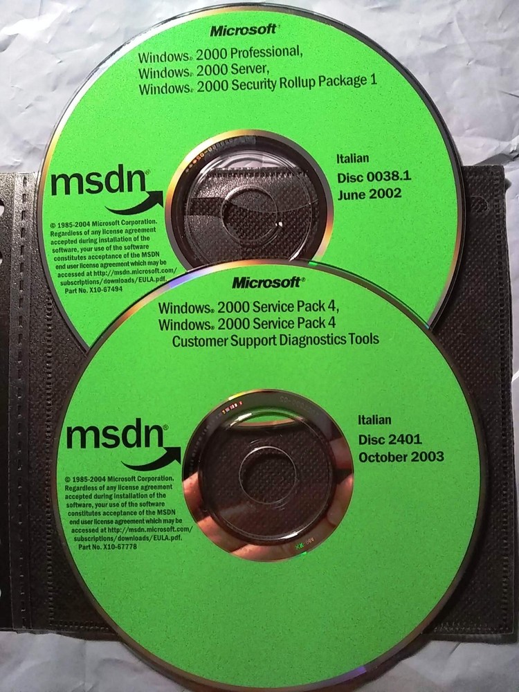 Windows 2000 Professional & Server Editions Full Version w/ 2 Keys Italian