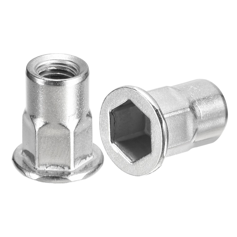 60pcs M6 Half Hex Body Rivet Nuts Stainless Steel Threaded Insert Nut