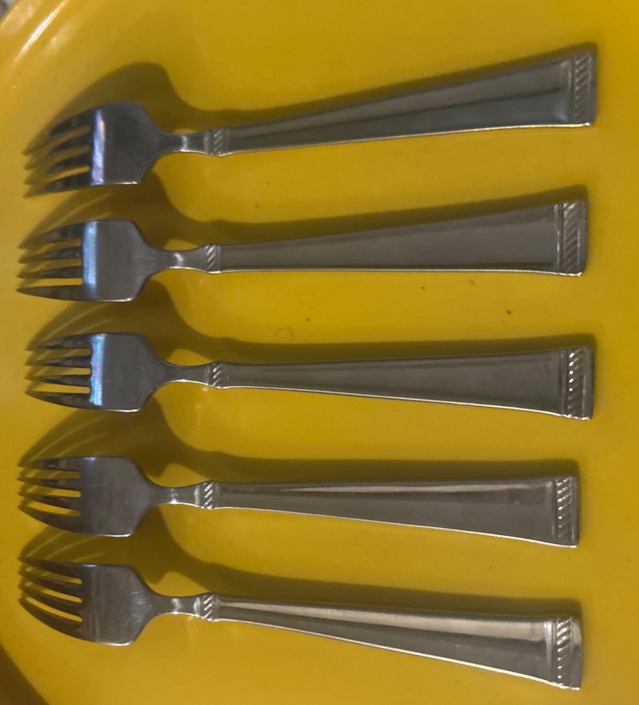 5 Dinner Forks Mikasa Rope Glossy Stainless 18/10 Flatware Bands