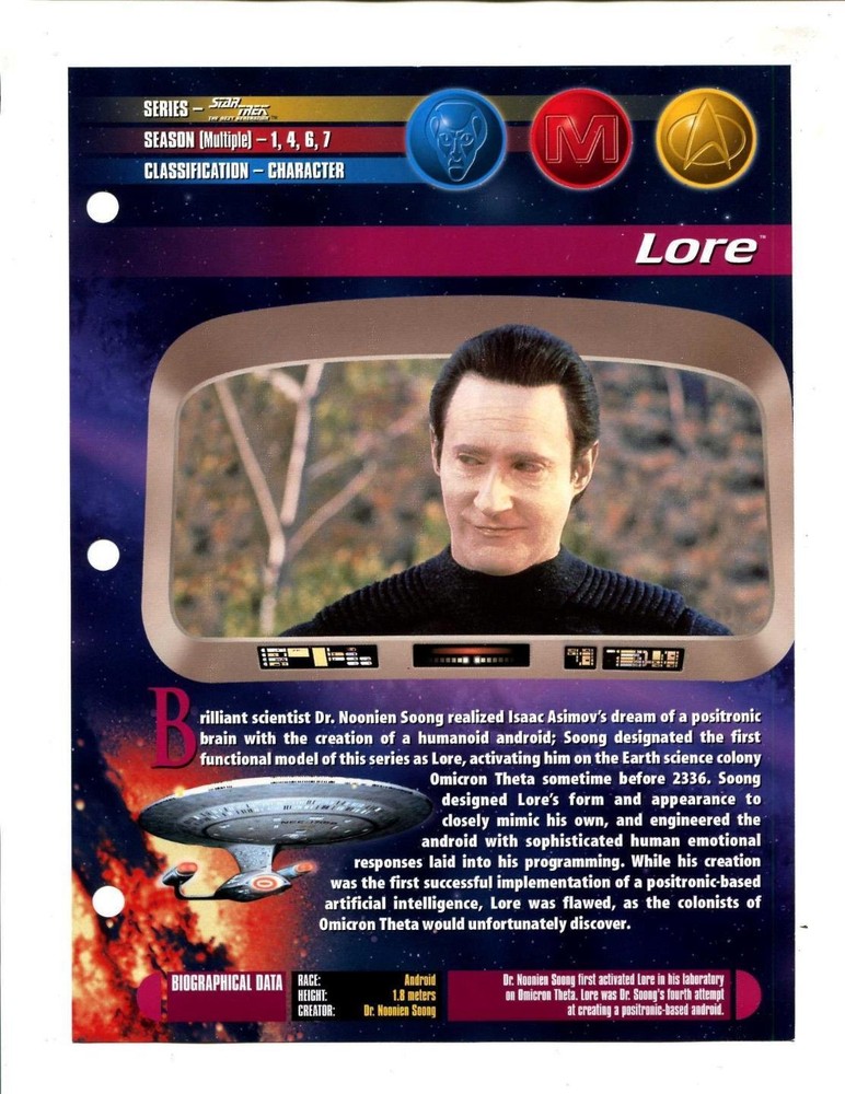 1997 Newfield Publications Star Trek Universe - "Lore"