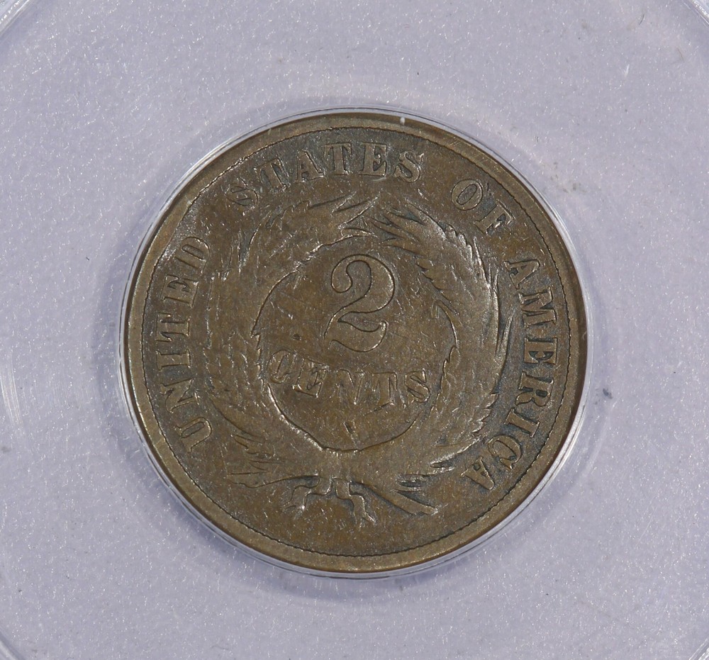 1869 Two Cent Piece 2c ANACS VG8 Details