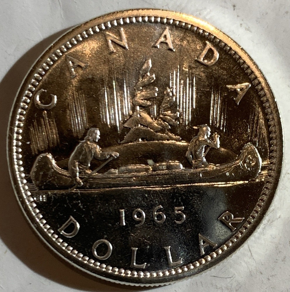 1965 CANADA PROOF SILVER DOLLAR, SUPER BRILLIAN