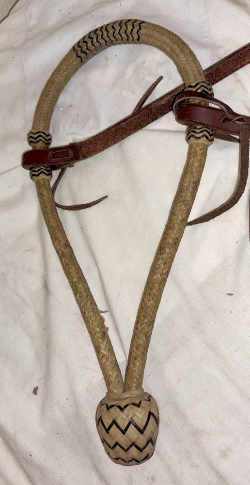 USED LEATHER & BRAIDED LOOP HORSE HALTER
