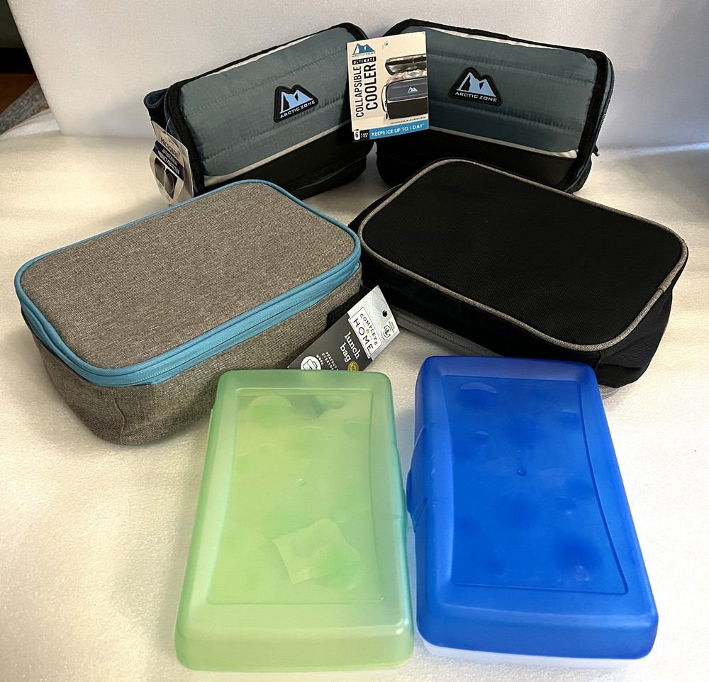 2 Arctic Zone Collapsable Coolers/Lunchbox 6 Can Capacity, 2 Lunchboxes w Insert