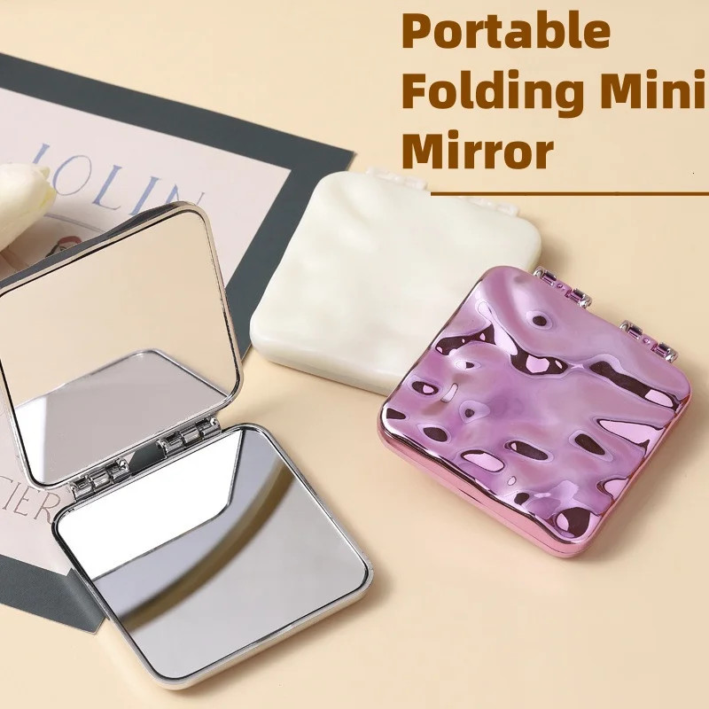 YS-Small Mirror Portable Mini Makeup Mirror Double sided Portable Student Handhe