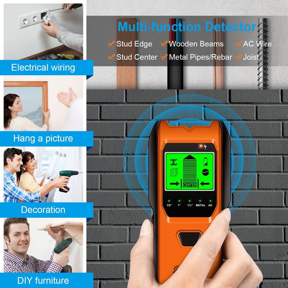 Stud Finder Wall Scanner, 5 in 1 Multifunction Stud Locator with Smart Sensor...