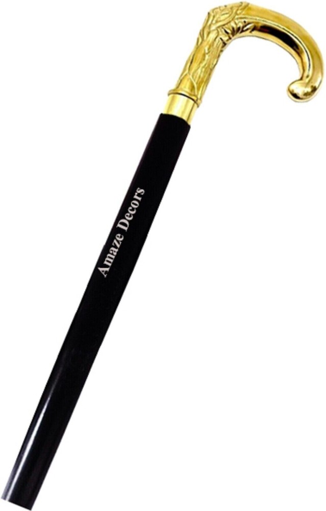 Curved Handle Antique Design Solid Brass Hard Wood Foldable Walking Stick
