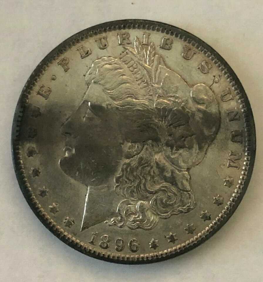 1896  TONED OBVERSE MORGAN SILVER DOLLAR