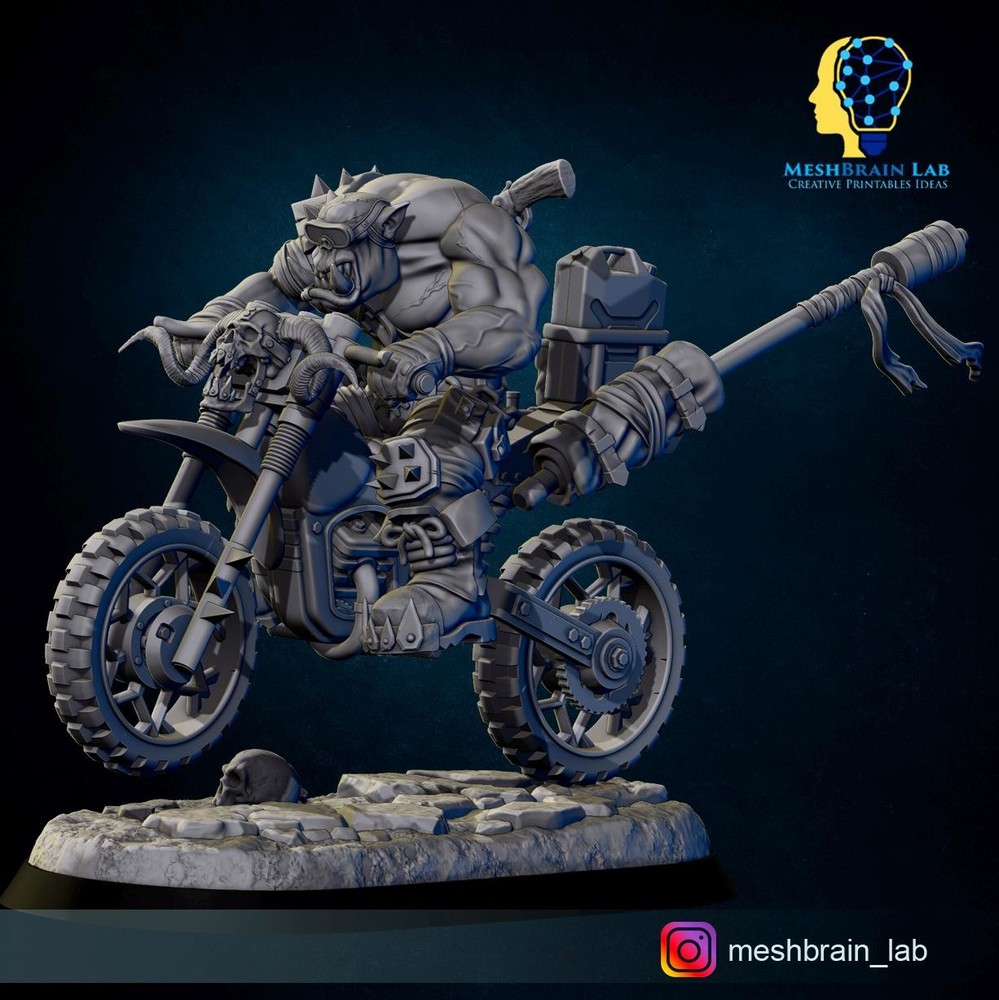 3D Printed Wasteland Biker Orks by Meshbrain Labs
